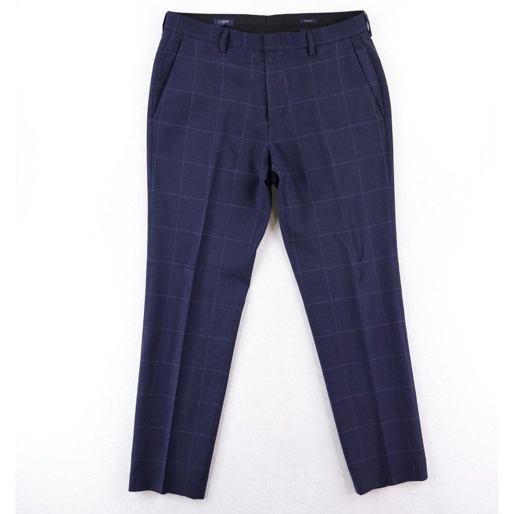 J. Crew Thompson Suit Size 36S Navy Blue Windowpane Check Wool Blend Preppy - Picture 11 of 15